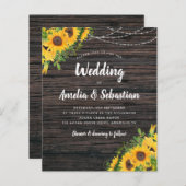 BUDGET Herfst Rustic Sunflower Weduwninguitnodigin (Voorkant / Achterkant)