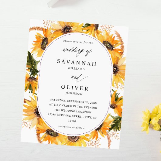 Budget Herfst Sunflower Floral Wedding - White Flyer