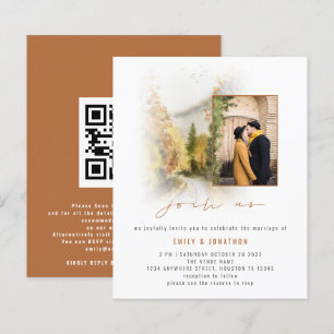 Budget Herfst Trees Foto QR Wedding Terracotta