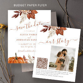 Budget herfst trouwfoto QR save the date Flyer