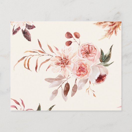 Budget Herfst Waterverf Bloem Bruiloft Uitnodiging (Achterkant)