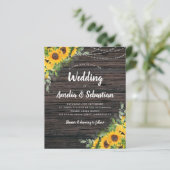 BUDGET Herfst Wood Sunflower Weduwuitnodiging (Staand voorkant)