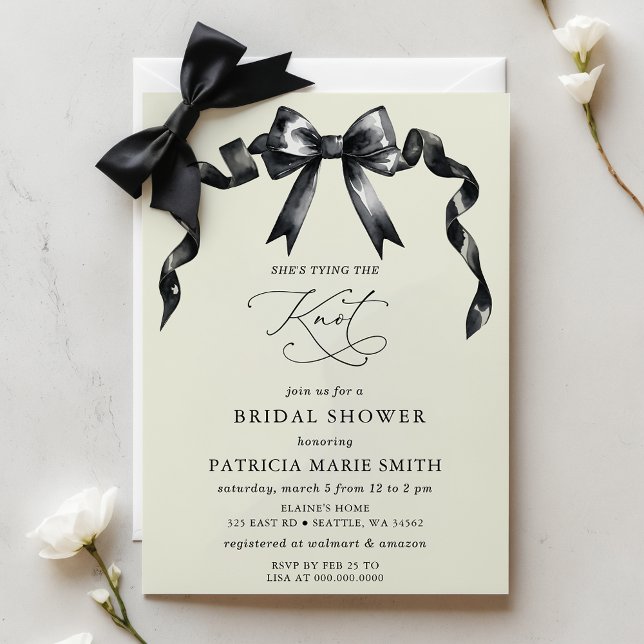 Budget het binden van de knoop zwarte boog Vrijgez (Budget tying the knot black bow Bridal Shower)