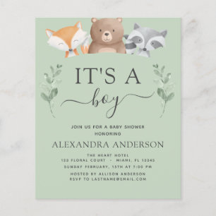 Budget Het is een Baby shower Woodland Greenery Flyer