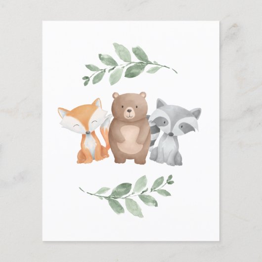 Budget Het is een Baby shower Woodland Greenery Flyer (Achterkant)