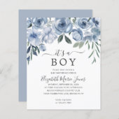 Budget Het is een Boy Dusty Blue Floral Baby showe (Voorkant / Achterkant)