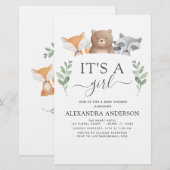 Budget Het is een Girl Baby shower Woodland Greene (Voorkant / Achterkant)