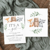 Budget Het is een Girl Baby shower Woodland Greene Flyer