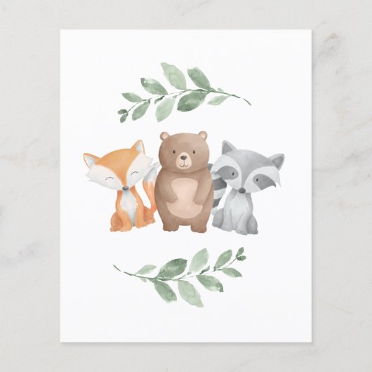 Budget Het is een Girl Baby shower Woodland Greene Flyer (Achterkant)