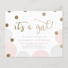 Budget Het is een Girl Pink Gold Confetti Baby sho