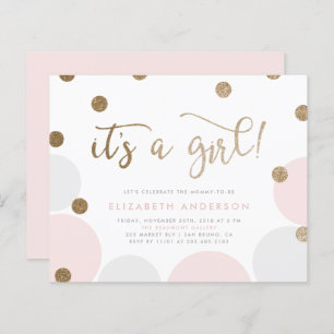 Budget Het is een Girl Pink Gold Confetti Baby sho