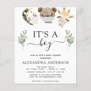 Budget Het is een jongen Baby Shower Woodland Euca Flyer