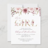 Budget Het is een meisje Bourgondië Blush Baby sho (Voorkant)