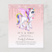 BUDGET Het Is Een Meisje Glitter Eenhoorn Baby Sho (Voorkant)