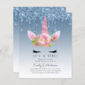 BUDGET Het is een meisje glittery Unicorn Baby sho (Voorkant / Achterkant)