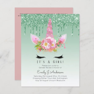 BUDGET Het is een meisje glittery Unicorn Baby sho