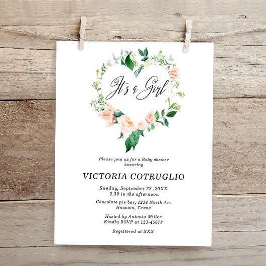 Budget Het is een meisje perzik Baby shower