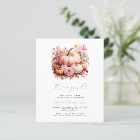 Budget Het is een meisje roze pompoenen Herfst Bab (Staand voorkant)