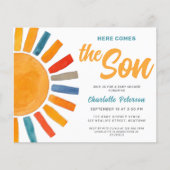 Budget Hier komt de Son Baby shower Invitation (Voorkant)