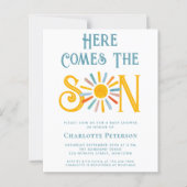 Budget hier komt de Son Baby shower uitnodiging (Voorkant)