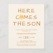 Budget hier komt de Son Baby shower uitnodiging (Voorkant)