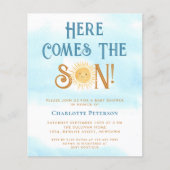 Budget hier komt de Son Baby shower uitnodiging (Voorkant)