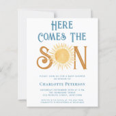 Budget hier komt de Son Baby shower uitnodiging (Voorkant)