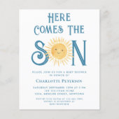 Budget hier komt de Son Baby shower uitnodiging (Voorkant)