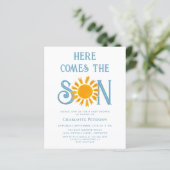 Budget hier komt de Son Baby shower uitnodiging (Staand voorkant)