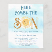 Budget hier komt de Son Baby shower uitnodiging (Voorkant)