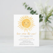 Budget Hier komt de Sun Baby shower Invitation (Staand voorkant)