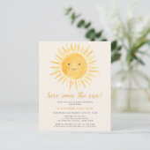 Budget Hier komt de Sun Baby shower Invitation (Staand voorkant)