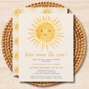 Budget Hier komt de Sun Baby shower Invitation