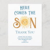 Budget hier komt de zoon Baby shower dank u (Voorkant)