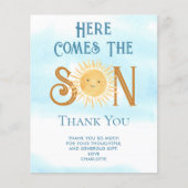 Budget hier komt de zoon Baby shower dank u (Voorkant)