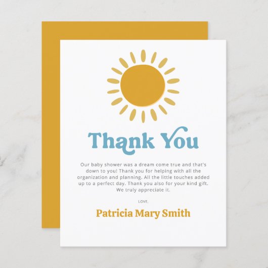 Budget Hier komt de zoon baby shower dank U (Voorkant / Achterkant)