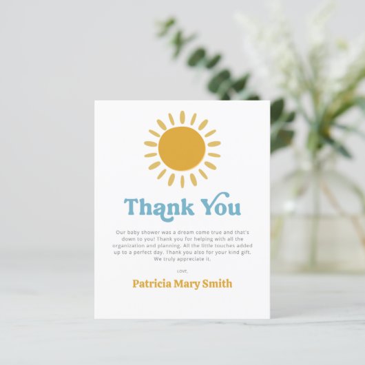 Budget Hier komt de zoon baby shower dank U (Staand voorkant)