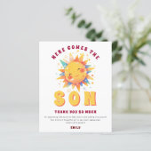 Budget hier komt de zoon Baby shower dank u (Staand voorkant)