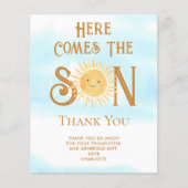 Budget hier komt de zoon Baby shower dank u (Voorkant)