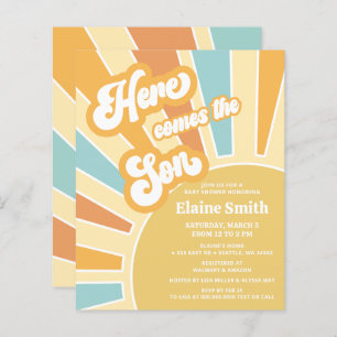 Budget Hier komt de zoon baby shower Invitation
