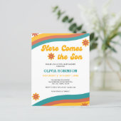 Budget Hier Komt de Zoon Baby Shower Uitnodiging (Staand voorkant)