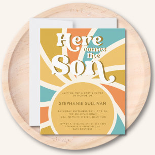 Budget Hier komt de zoon Baby shower uitnodiging