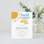 Budget Hier komt de zoon jongens baby shower Uitno (Staand voorkant)