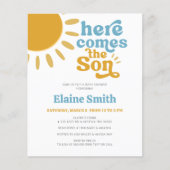 Budget Hier komt de zoon jongens baby shower Uitno (Voorkant)