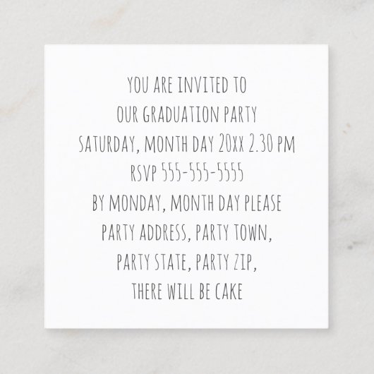 Budget High School afstudeerfeest Mini uitnodiging (Achterkant)