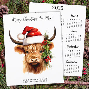 Budget Highland Koe 2025 Kalender Vrolijk Kerstfee