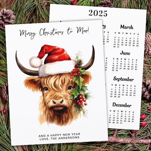 Budget Highland Koe 2025 Kalender Vrolijk Kerstfee