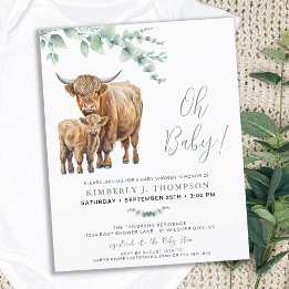 Budget Highland Koe Boho Greenery Sage Baby shower