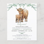 Budget Highland Koe Greenery Baby shower Invite (Voorkant)