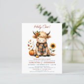 Budget Highland Koe Herfst Kalf Baby shower Uitnod (Staand voorkant)